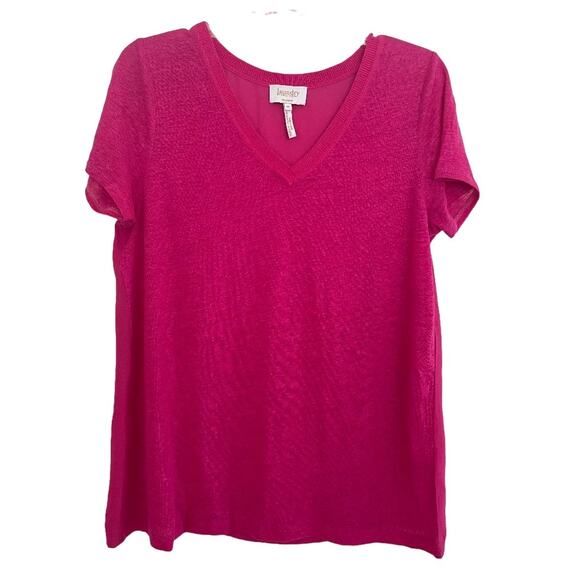 Laundry By‎ Shelli Segal Fusha Linen Short Sleeve Sheer Back Top Size M - Picture 1 of 7